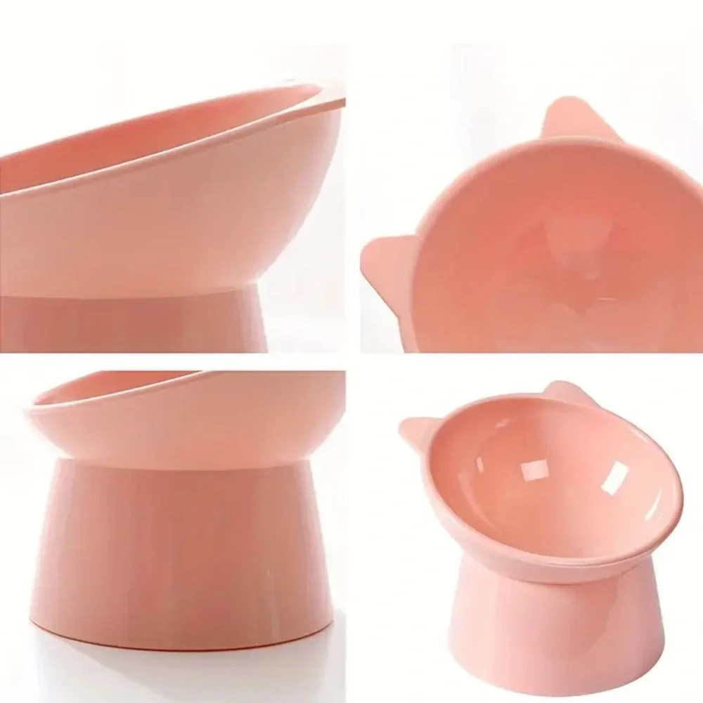 2pcs Raised Cat Bowl Elevated Anti-Tip Food Water Feeding Pet Dish Pink New